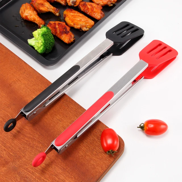 Silicone Cooking Tongs BBQ Steak Salad Serving Tongs Non stick Kitchen Tools