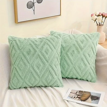 Nordic Rhombus Plush Pillow Cover 1