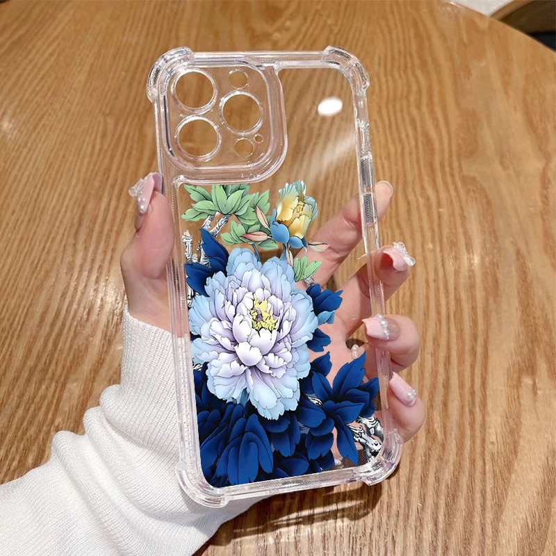 Elegant Floral Transparent Phone Case Cover