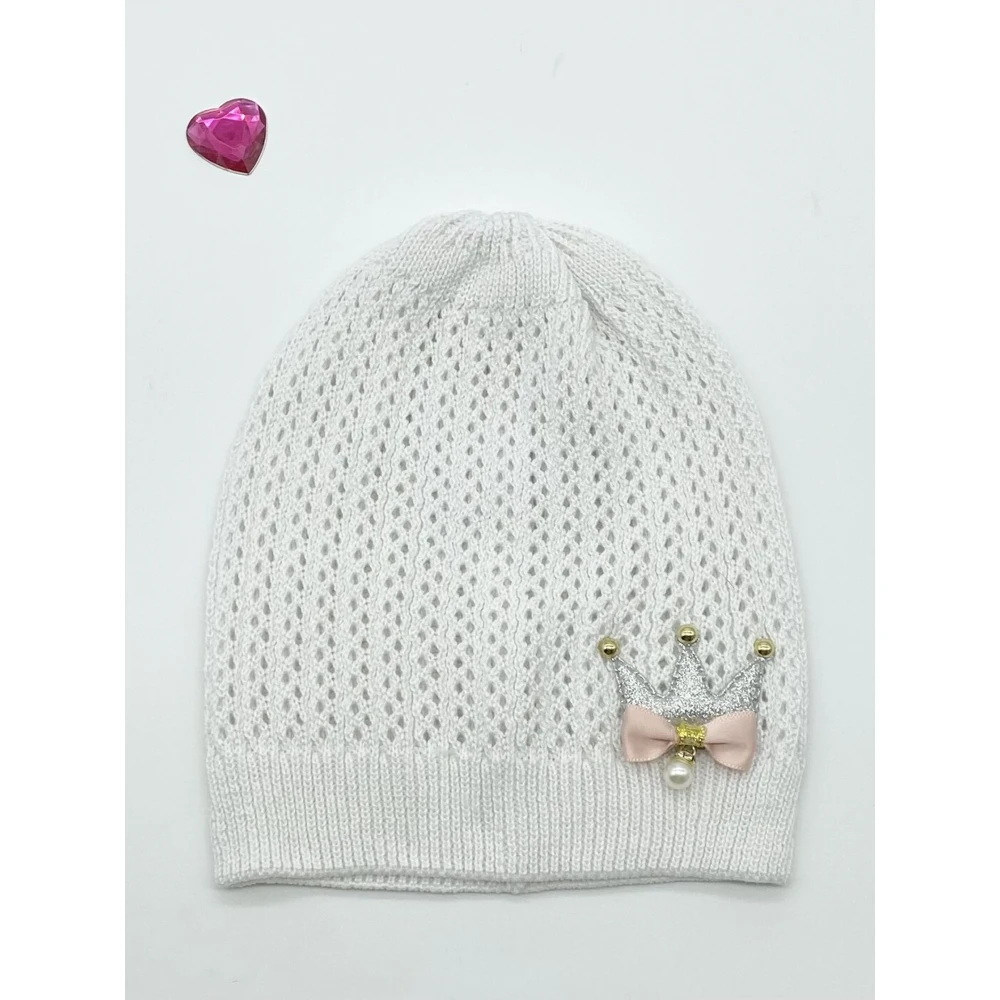 Детская панама / шапка летняя для девочки Корона на белом |