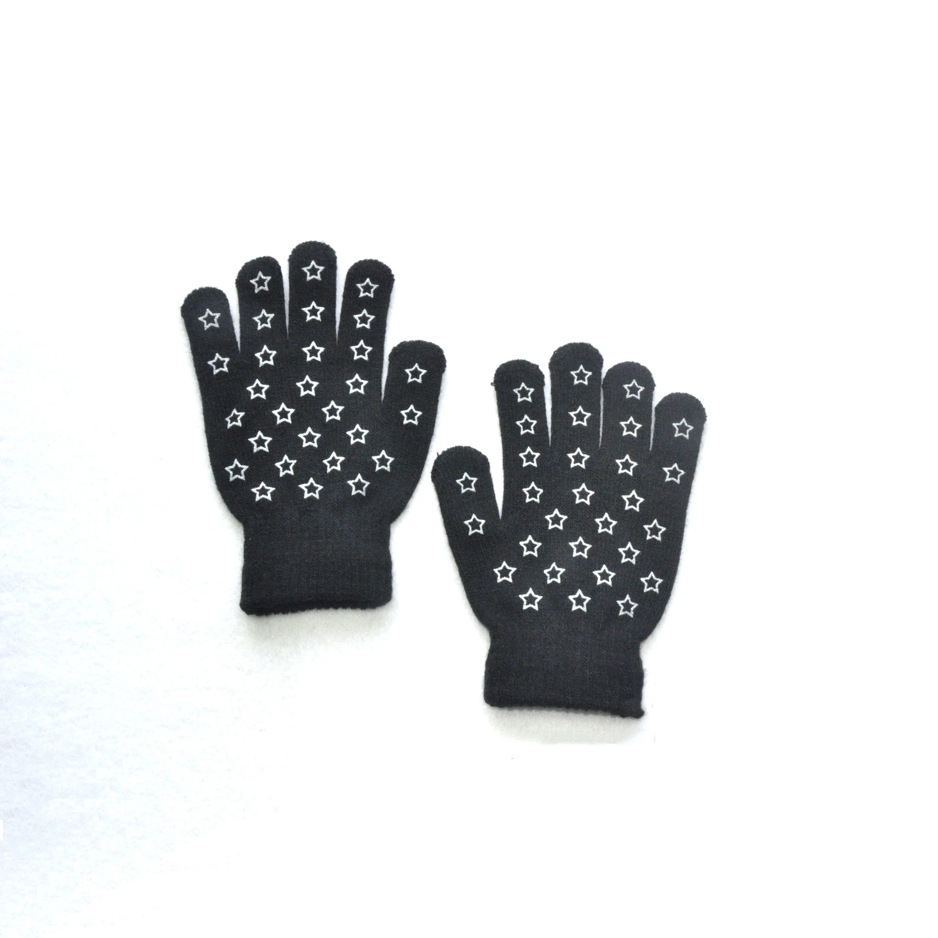 New Winter Star Knitted Warm Gloves For 5-11Y Children Student Solid Knitting Full Finger Mittens Cute Hand Warmer Gloves