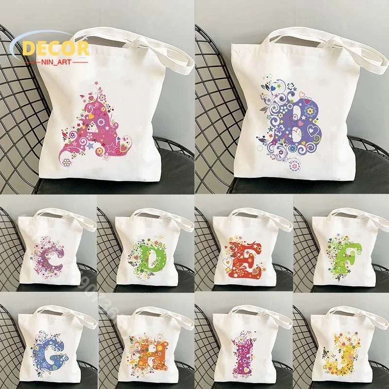 

Kids Library Canvas Bag Tote Homeschool Friend Gift Idea School Bags Children Birthday Cute Reading Books Letter Large Handbag
