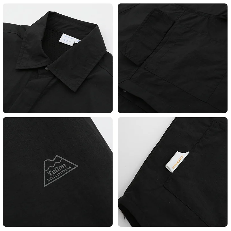 Outdoor Cargo Shirt Men Mult-pockets Waterproof Wear-resistant Coat Hiking Camping Climbing Suit Spring Autumn New S