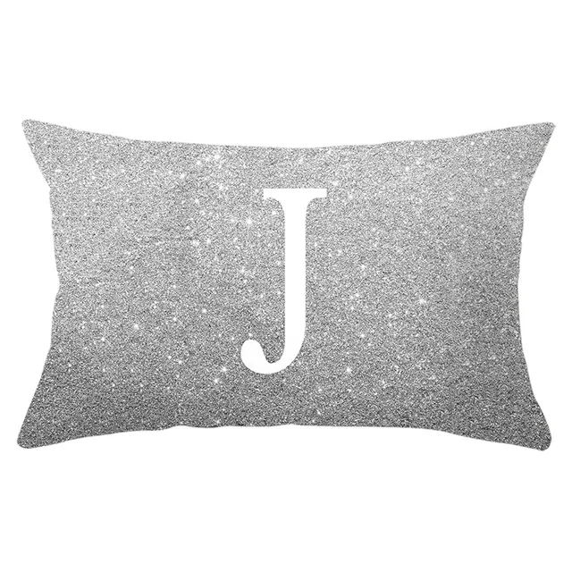 Silver Letters Lumbar Pillowcase