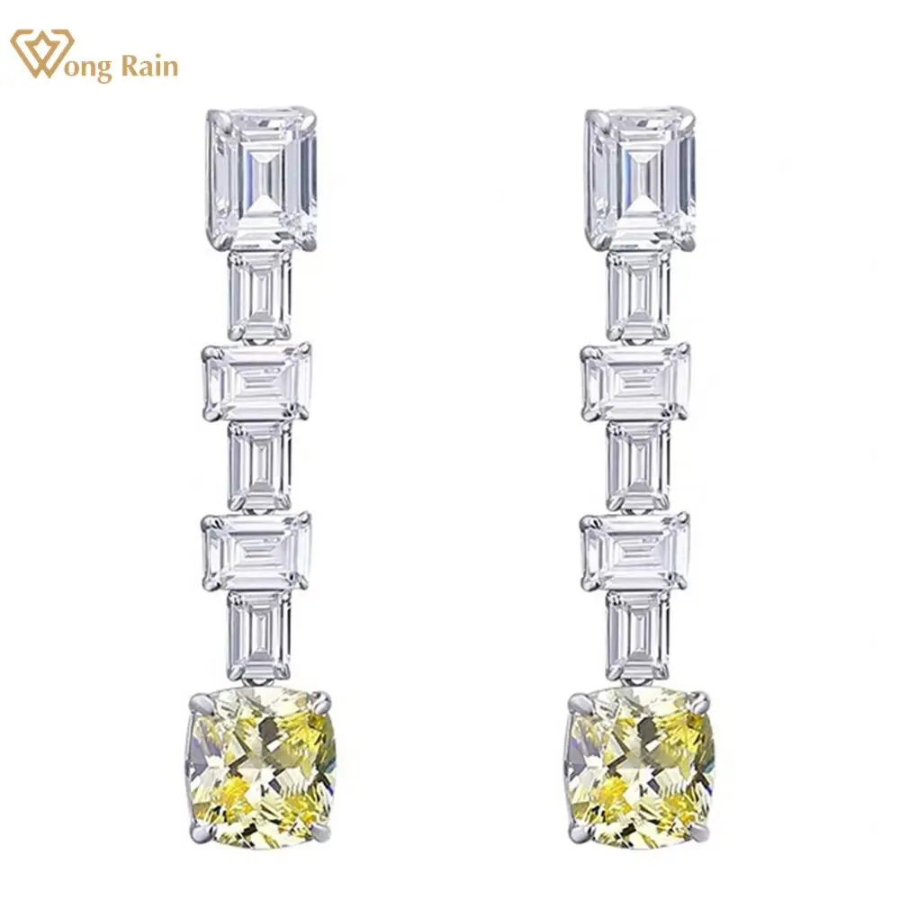 

Wong Rain Luxury 100% 925 Sterling Silver Citrine High Carbon Diamonds Gemstone Drop Dangle Earrings Fine Jewelry Wholesale