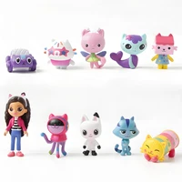 NEW 10pcs Gabby Dollhouse Anime Figure Toy Smiling Car Cat Hug Gaby Girl Dolls Mercat Cartoon Birthday Kids Gift 1
