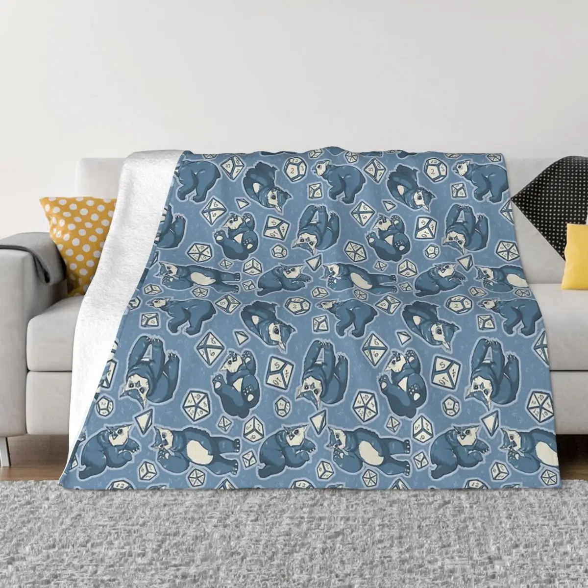 DND Game Blue Owlbears Portable Warm Throw Blankets for Bedding Travel