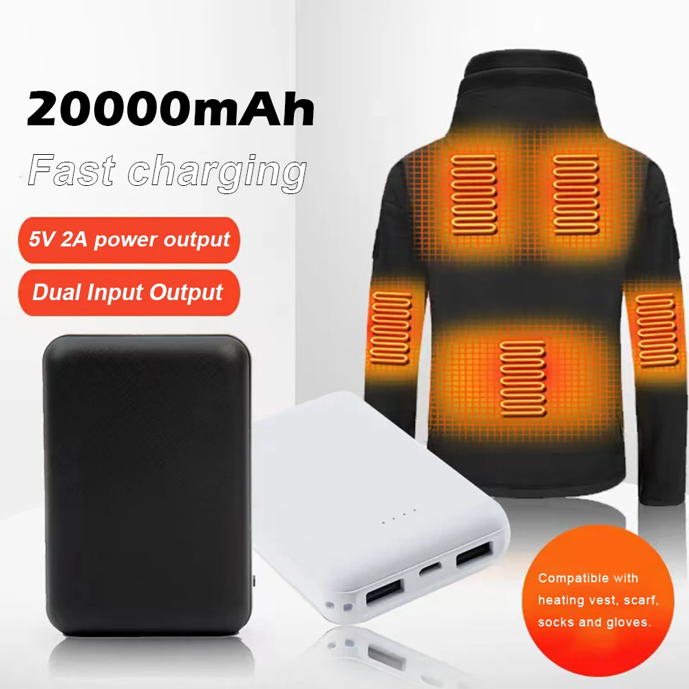 20000mAh Mini Portable Power Bank Fast Charger External Battery for Heated Vest Jacket Scarf Socks Gloves