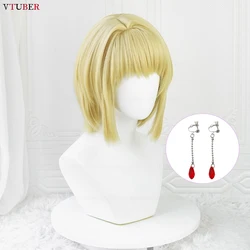 Kurapika Cosplay Wig - Light Golden Short Synthetic Hair - One Size (Wig and Ear Clip)