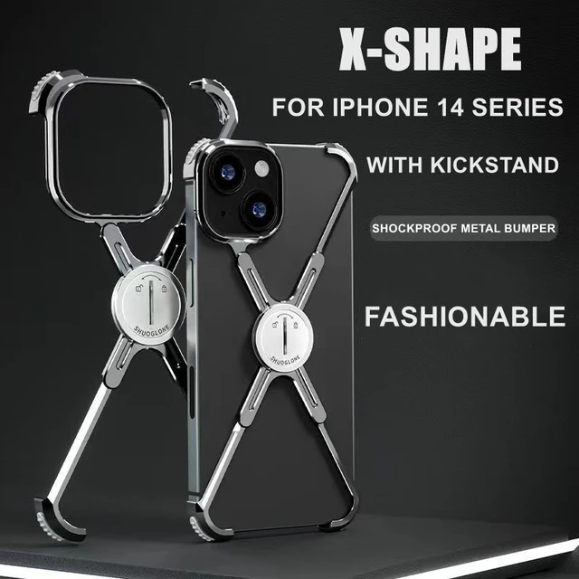 X Shape Metal Frame Cover for iphone 14 Pro Max 14 13 Pro 14 Plus Aluminum