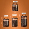 Coffee Bean Glass Sealed Jar with Wooden Lid Transparent Tea Grains Candy Jars Food Storage Containers Kitchen Storage Bottles 6
