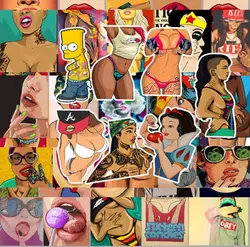 Lot de 10, 30 ou 47 pièces d'autocollants Graffiti de personnalité Unique, à la mode, Sexy, dessin animé, Stickers de décoration pour ordinateur portable, Diy bricolage 