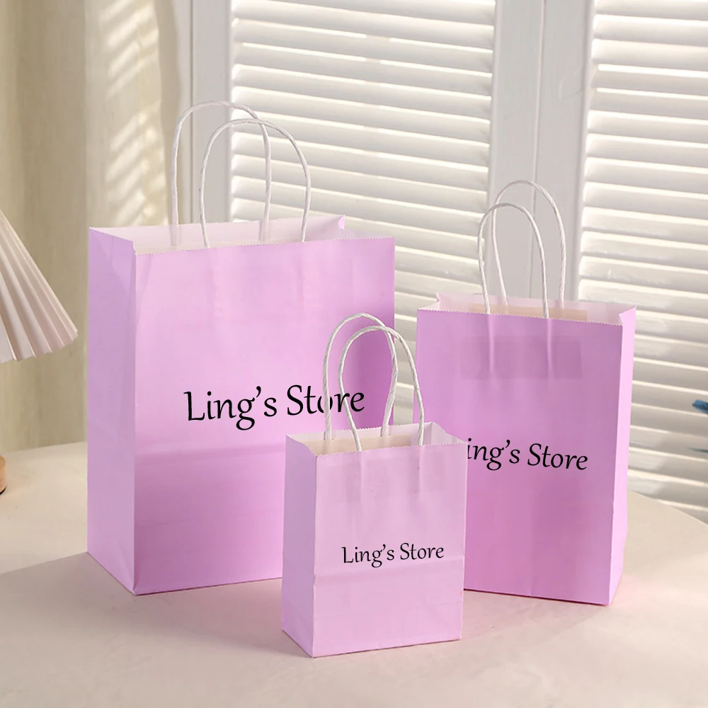 50 Stück Personalisierte Logo-Schmuck-Kraftpapiertüten mit Griffen für Hochzeiten, Einkäufe, Geschenke, Neugeborenen-Partys, Seifenverpackungen – Detail 5