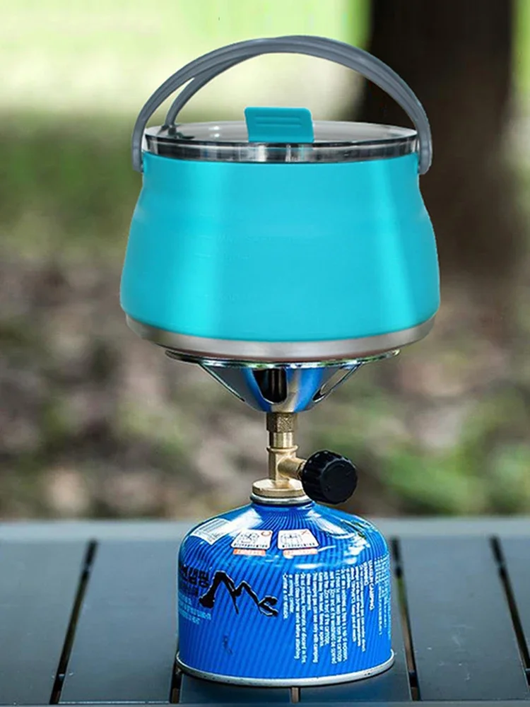 Silicone Folding Kettle Portable Boiling Water Pot for Outdoor Camping Travel Hiking Backpacking Cooking Supplies