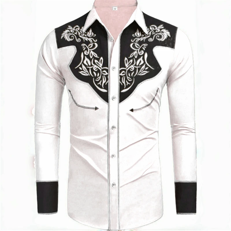 20-color men's long-sleeved shirt retro western denim big size loose cardigan casual soft fabric denim shirt long sleeved shirt