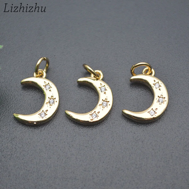 

Hot Sale Jewelry Parts Anti Fading Gold Plating CZ Pave Small Lovely Moon Star Charms for Diy Women Bracelet Necklace 20pcs