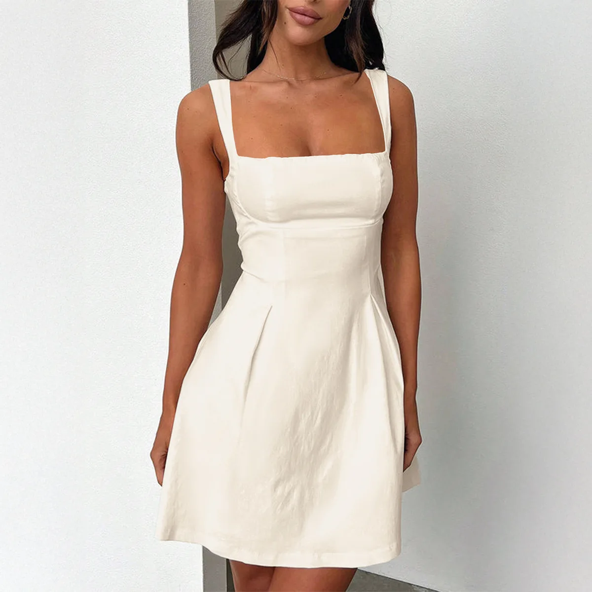 Fashion Tube Dress Summer Solid Color Sasual Backless Slim Short Dresses Party Womens Clothing