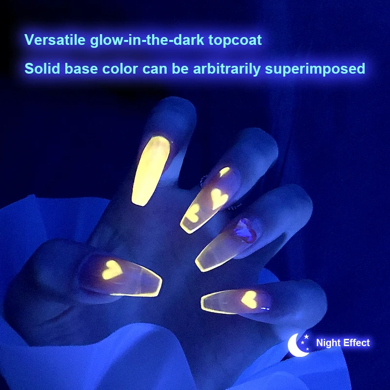 AS 15ml Luminous Gel Nail Polish Glow In Dark Fluorescent Top Coat UV LED Gel Semi-permanent Soak Off Gel TopCoat Varnish