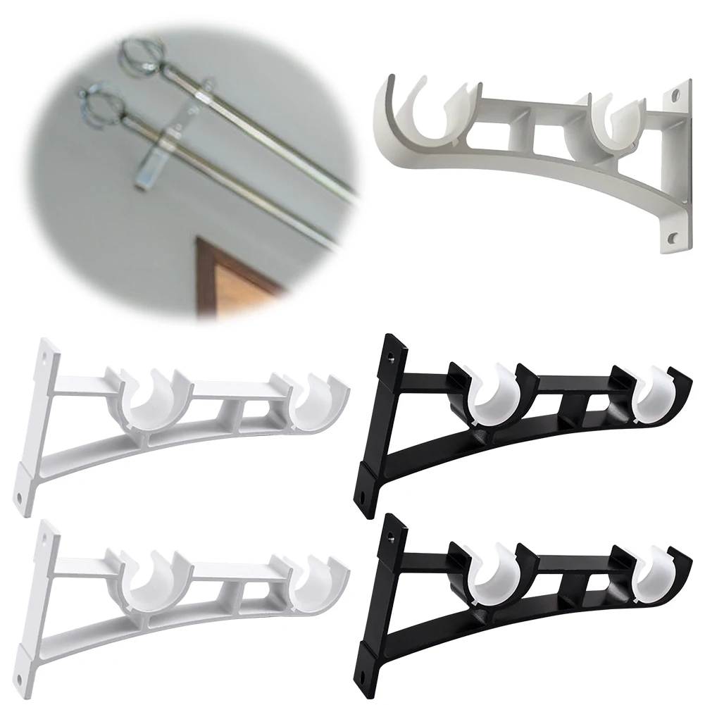 2 Pack Heavy Duty Curtain Rod Holders Aluminum Alloy Curtain Rod Hanging Hardware Double Brackets for Drapery