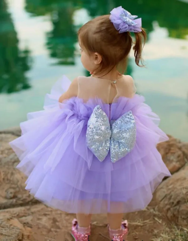

Baby Girl Clothes 2024 Customized Girls Birthday Dress Puffy Tulle Dress Wedding Party Toddler Baby Dresses for Girls Vestidos