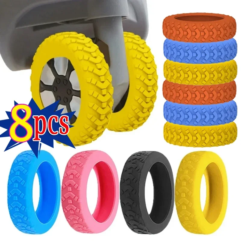 1/8Pcs Thicken Texture Silicone Wheels Protector For Luggage Reduce Noise Travel Luggage Wheels Cover Accessories