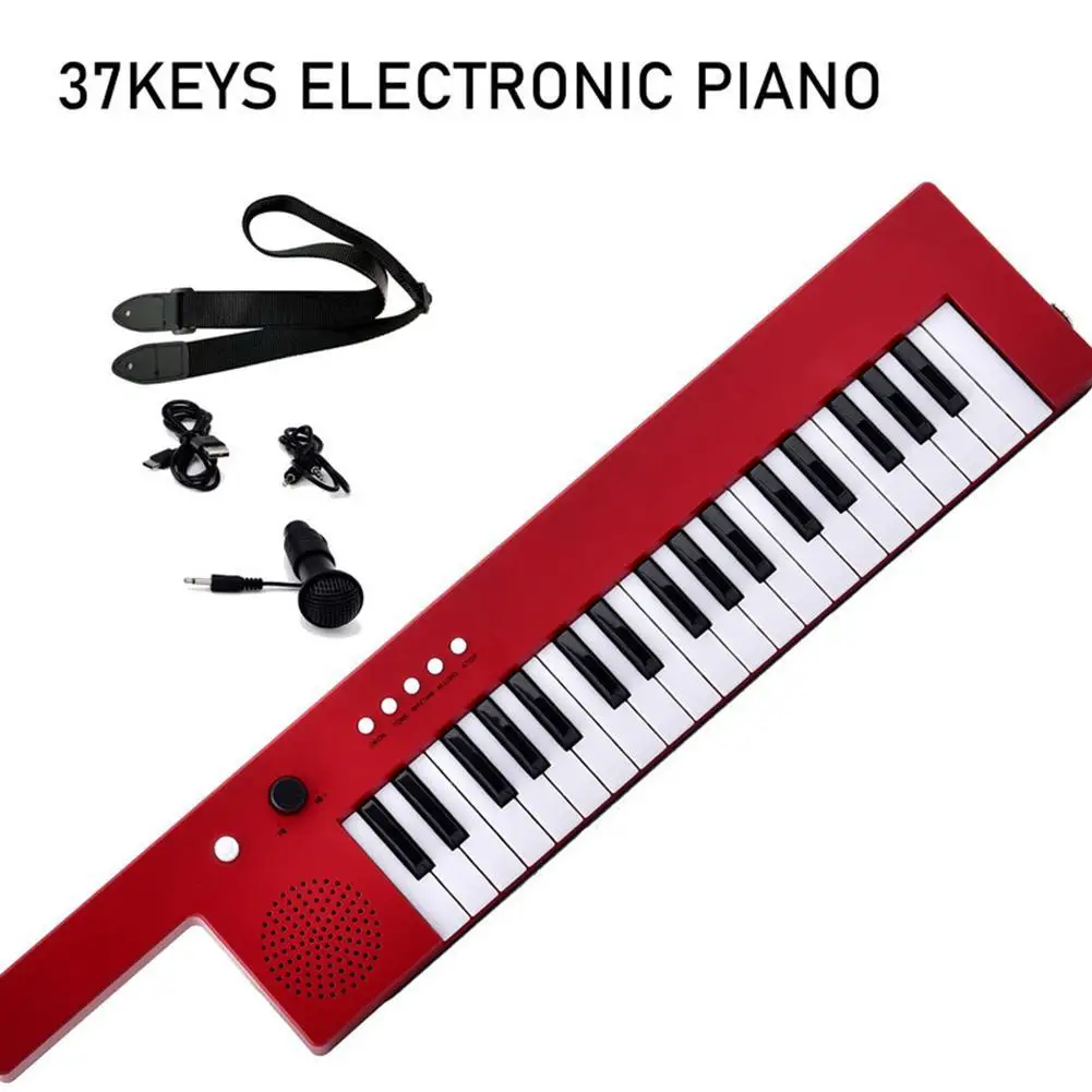 37 Keys Keyboard Piano Portable Kid Electronic Organ With Strap Stereo Musical Instrument Rechargeable For Professional Learning