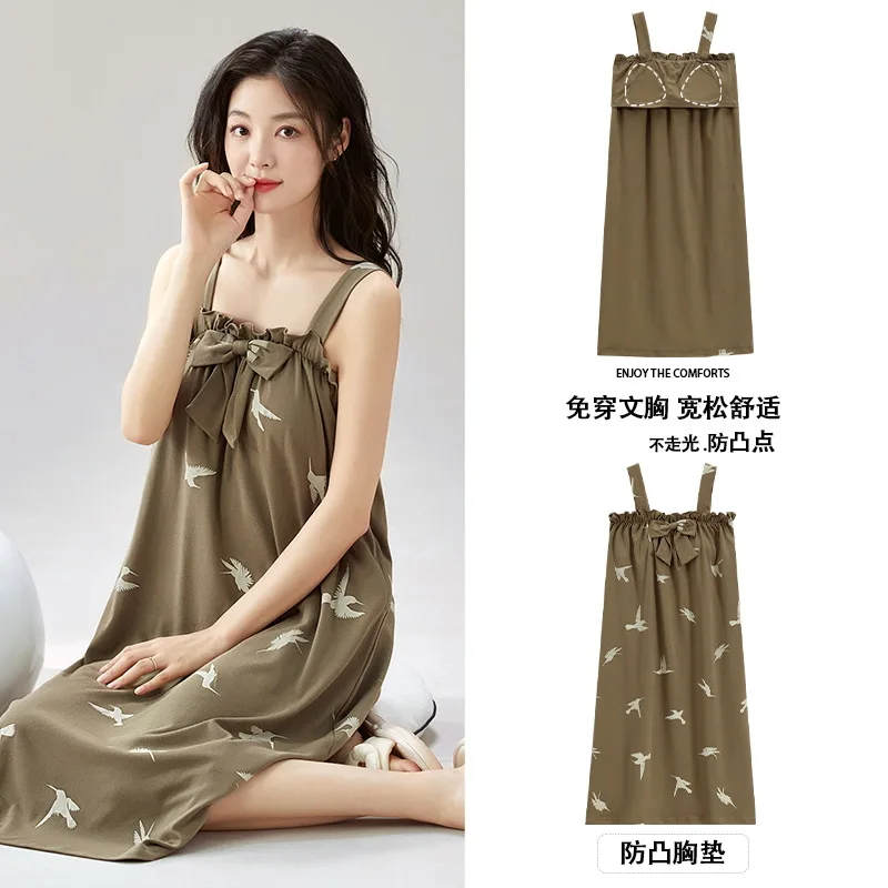 Nightgowns Women's Clothing Mid-length Dresses Suspenders Spring Comfortable Breathable Casual Stylish Simple Stylish Loose