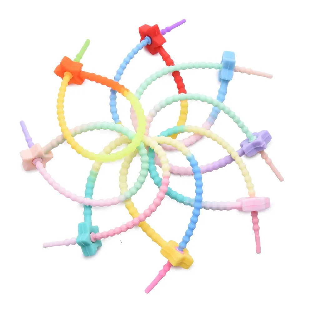 Rainbow-Rope-Strap-Five-pointed-Star-Gradient-Silicone-Tie-Strap ...