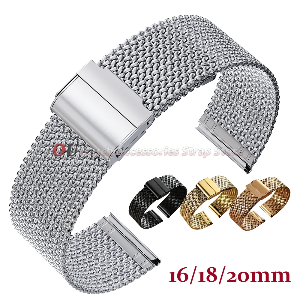 Elegant Mesh Milanese Stainless Steel Watch Strap – Adjustable Universal Bracelet