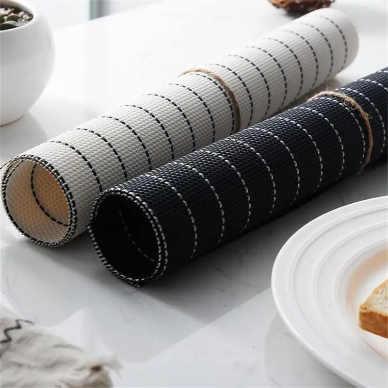 

Dish Mat Pvc Striped Simple Square High-quality Kitchen Accessories Coffee Mats Black/gray/white Hotel Household Tools 45x30cm