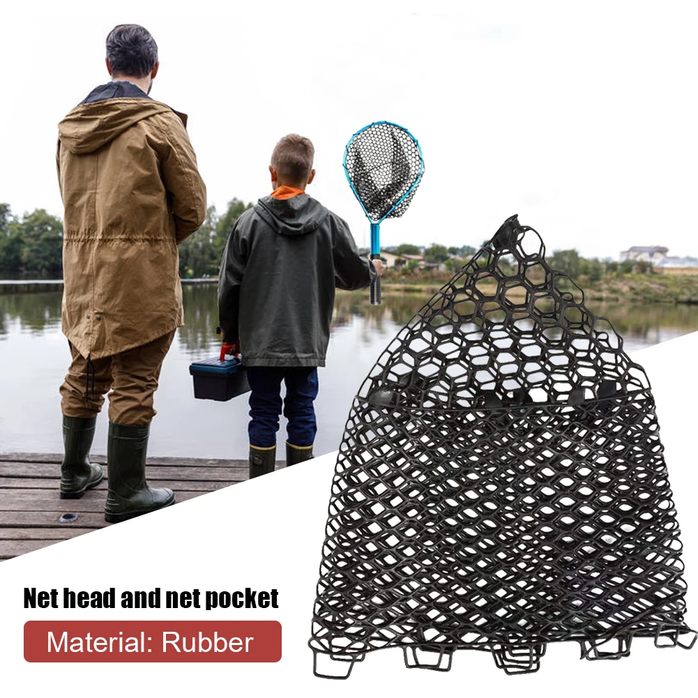 Rubber Dip Net Head Depth 32/40/55cm Hand Net Fishing Nets Mesh Fish Catch  Network Trap Replacement Fishing Accessories