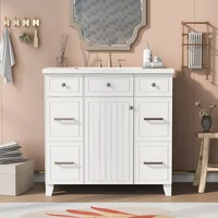 36" Bathroom Vanity Cabinet with Sink Top Combo Set,White,Single Sink,Shaker Cabinet with Soft Closing Door and Drawer 2