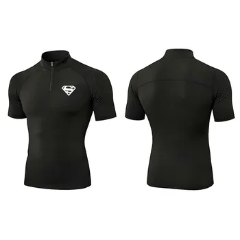 T-shirt da uomo per corsa all'aperto, allenamento, traspirante, aderente, leggera ed elastica, maglietta a collo alto, t-shirt a girocollo