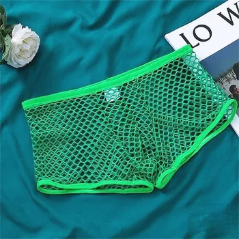 Boxer sexy in rete traspirante da uomo taglie forti vedere attraverso pantaloncini a rete intimo per gli amanti lingerie maschile erotica 1