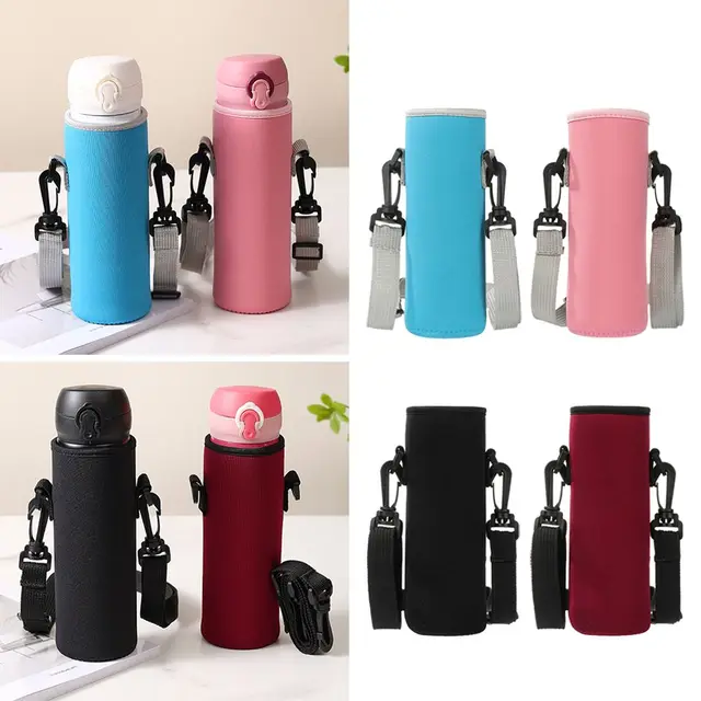 Water Bottle Cover Bag Pouch With Strap Neoprene Water Pouch Holder Shoulder Strap Black Bottle Carrier Insulat Bag 3
