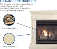 Dual Fuel Ventless Gas Fireplace System Mantle Remote Control 6 Fire Logs Use with Natural Gas or Liquid Propane 32000 BTU 2