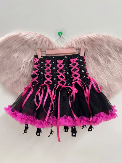 Lace Up Short Skirt with Chains 6