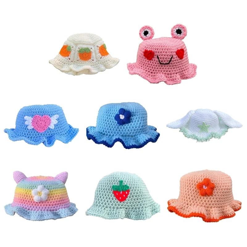 

Knit Bucket Hat for Adult Breathable Cycling Camping Crochet Fisherman Hat