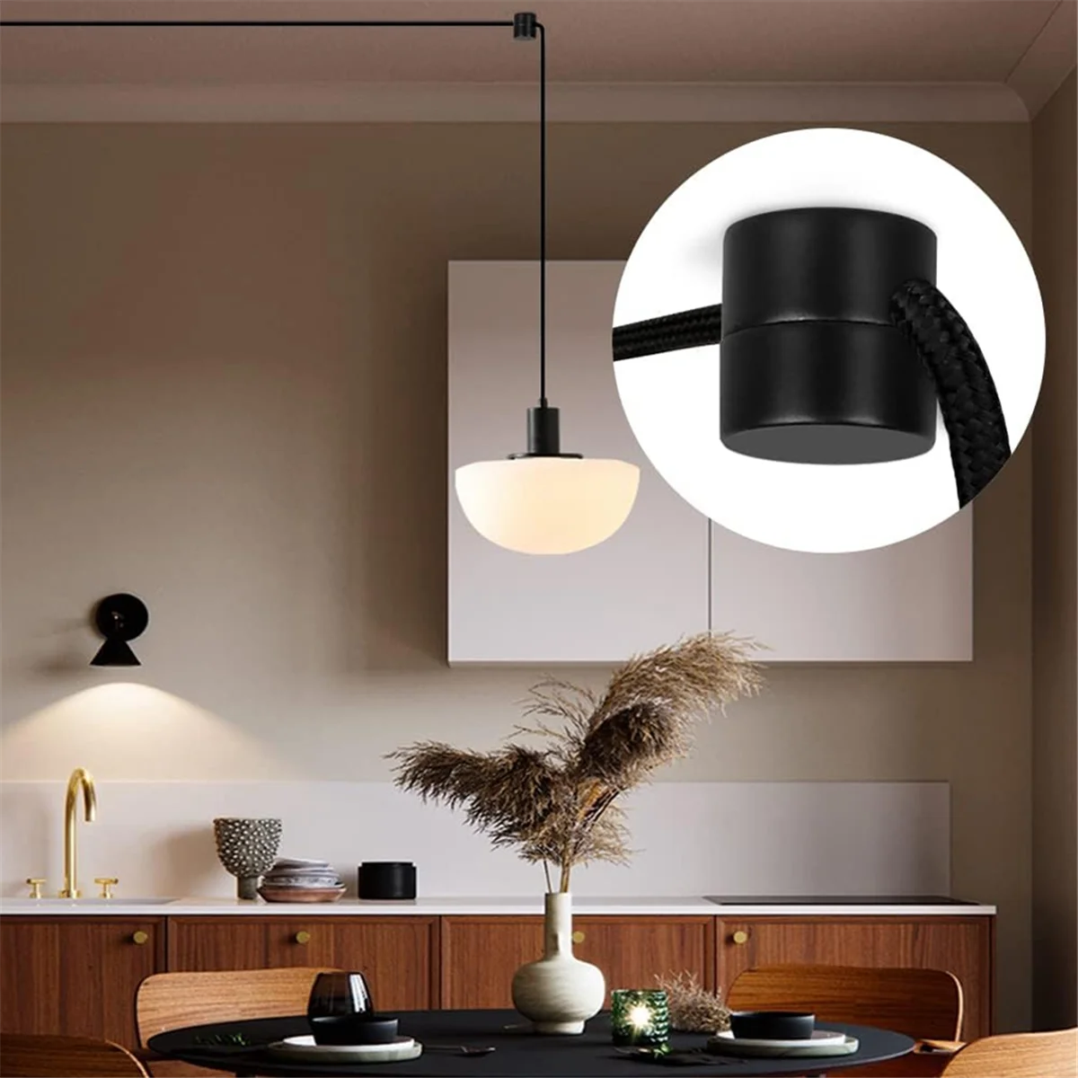 3 Pack Ceiling Hooks for Ceiling Hanging Lights, Pendant Light Hook for Lamp, Hooks, DIY Lamp Black