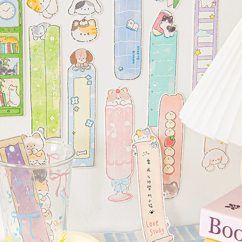30Pcs/Pack Cute Cat Dog Series Bookmark Paper Cartoon Animals Marks Book Reading Item Creative Gift for Kids Children Stationery