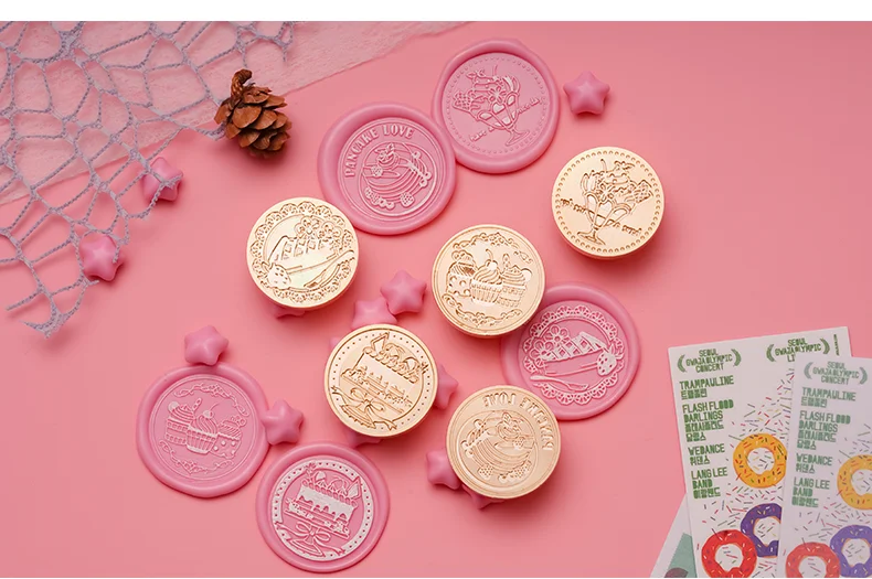 Wax Seal Stamp 30MM Cake Ice Cream Desse Sealing Stamp Copper Cards Envelopes Wedding Invitations Gift Packaging Scrapbooking