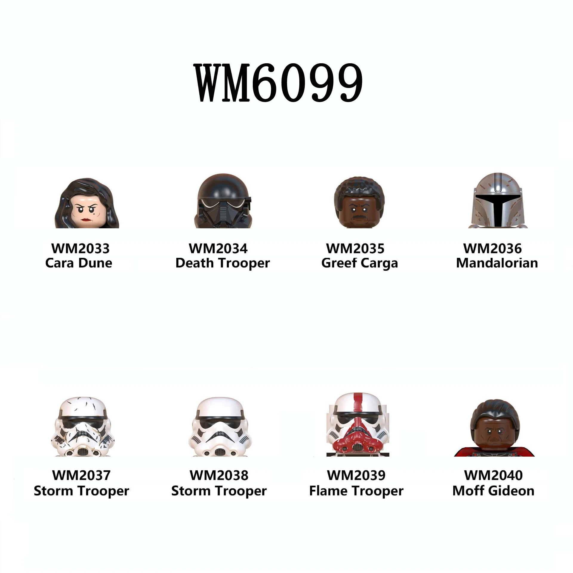Wm6099 Building Blocks 8 Pz/Set Cara Dune Death Trooper Brick Figure Greef Carga Storm Trooper Moff Decoder Mini Assembly Toys