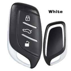 Enhanced Car Key Shell Case with 3 Buttons - Smart Remote Fob Replacement (White)