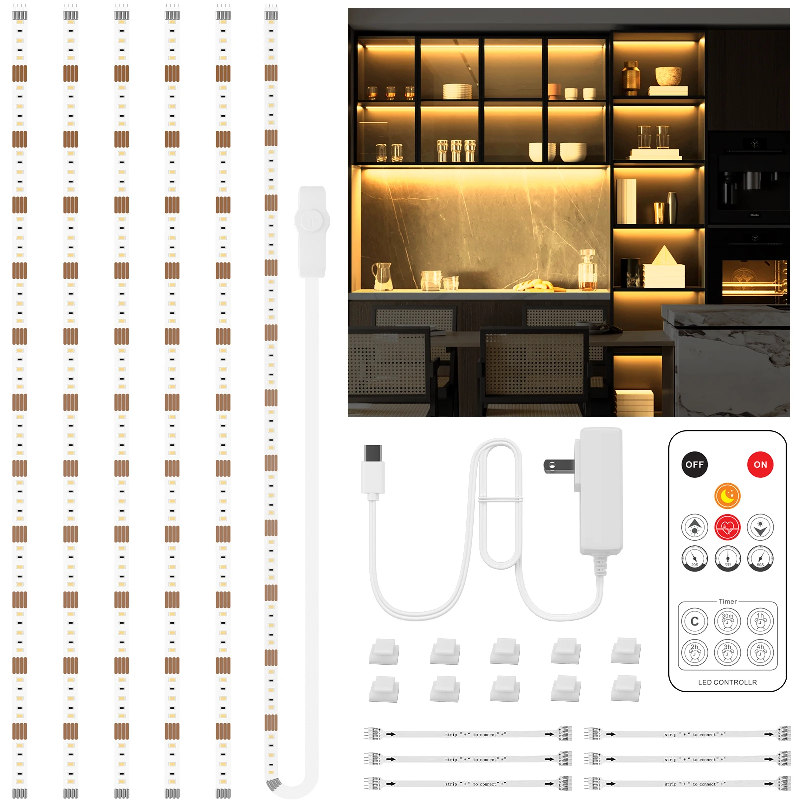 

Table lamp, dimmable LED lighting under cabinet, applicable to kitchen, shelf, food cabinet, display cabinet, desk, cabinet