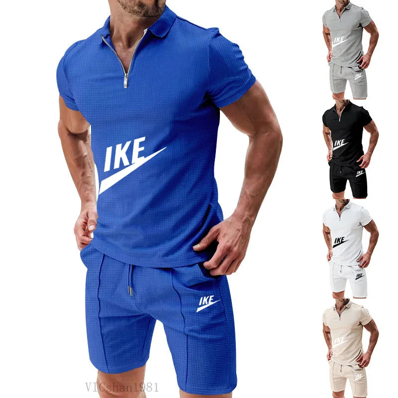 

Men's wear Summer casual fashion sportwear set Quick drying Short sleeve T-shirt + Jogging shorts two-piece ropa barata
