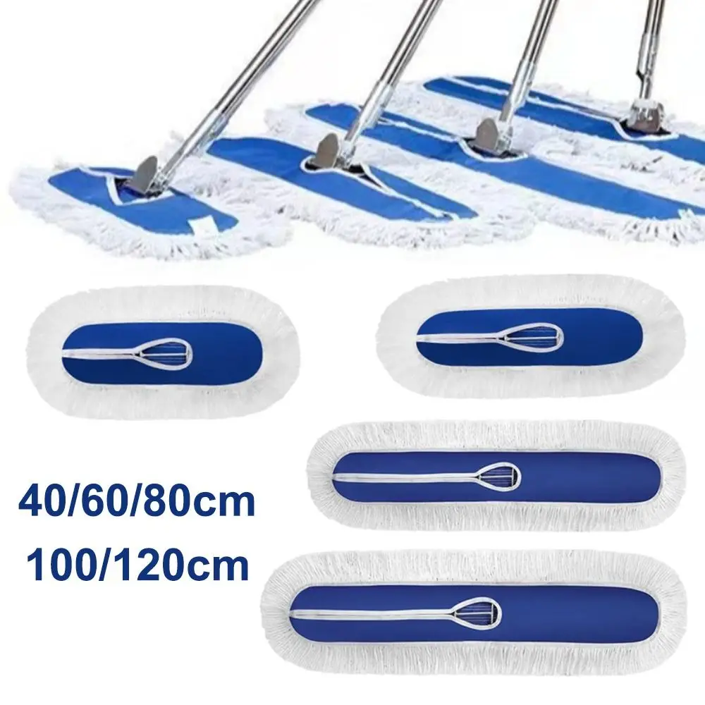 40/60/80/100/120cm Flat Mop Replacement Cloth Removable Cotton Large Mop Head Reusable Washable Floor Dust Mop Head Refill 1