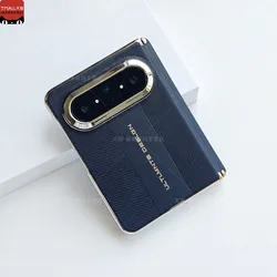 Luxury Matte PU Leather Phone Cover with Central Hinge Protection and Non - Slip Design for Huawei Pura X Max (Black)