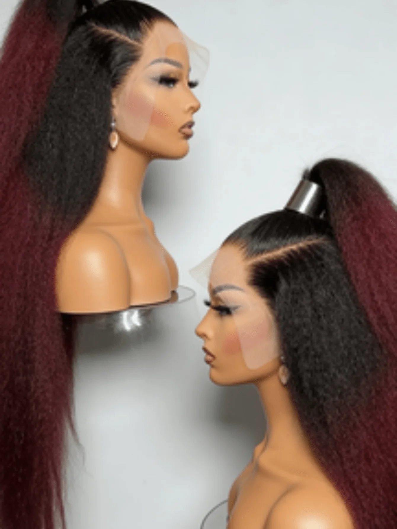 13x4 Kinky Straight 1B 99J Burgundy Colored Human Hair For Women 200% Transparent Lace Front Wig Pre Plucked yaki Straight Wig 3