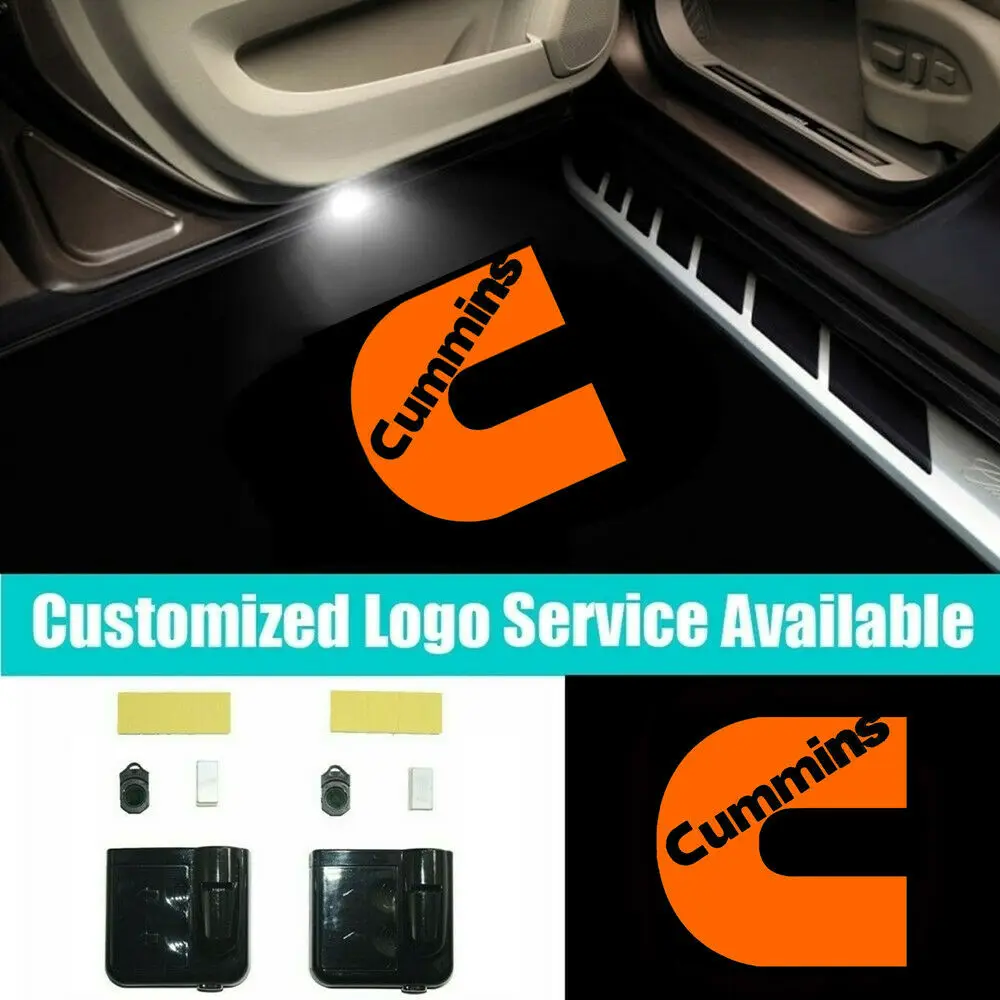

2Pcs Wireless C Cummins Orange Logo Car Door LED Welcome Projector Shadow Lights Car Accessories