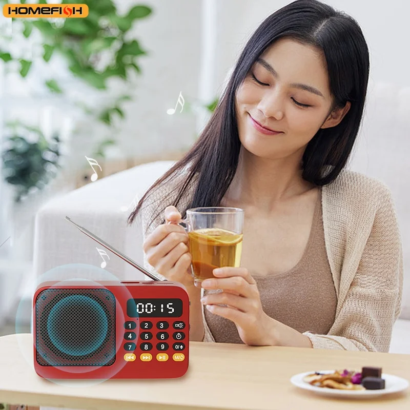Handheld Rechargeable Digital FM USB TF MP3 Player Portable Radio Music Player Speaker Devices Supplies With LED Display
